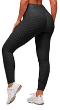 Load image into Gallery viewer, Memoryee Women's Honeycomb Waffle Leggings Ruched Butt Lift High Waisted Yoga Pants Chic Sport Tummy Control Gym Running Tights/Black/M