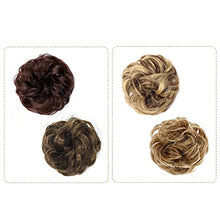 Load image into Gallery viewer, 2-piece bun wig/headband/ponytail extension/wavy curly messy bun extension/donut hair/bun wig/dark brown/medium brown/blonde. (blond)
