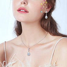 Load image into Gallery viewer, Clearine Women's 925 Sterling Silver Wedding Bridal Cubic Zirconia Infinity Teardrop Pendant Necklace Dangle Earrings Set Clear