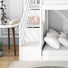 Load image into Gallery viewer, Bunk Bed with Stairs and Slide, 2021 New Solid Pine Wood Frame, Children Bed with 2 Drawers in the Steps, Suitable for Any Room, 90x190cm, White【UK Fast Delivery】