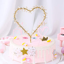 Load image into Gallery viewer, KIPETTO Love Heart Pearl Cake Toppers with LED Light for Birthday Wedding Anniversary Party Decor