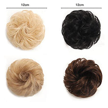 Load image into Gallery viewer, Scrunchy Hair Bun Extensions Messy Curly Hair Scrunchies Hairpieces Synthetic Donut Updo Hair Pieces Wavy Curly Wigs for Women Girls (Dark color)