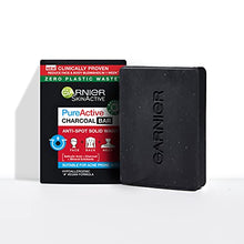 Load image into Gallery viewer, Garnier SkinActive Pure Active Charcoal Bar 100g, Anti-Spot & Blackhead Solid Wash For Face, Body & Neck With Charcoal and Salicylic Acid, Dermatologically Tested Soap Bar
