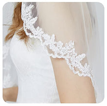Load image into Gallery viewer, BEAUTELICATE Wedding Bridal Veil Flower Lace 1 Tier with Comb, Fingertip Length 36 inches, Ivory