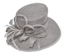 Load image into Gallery viewer, Caprilite Silver Grey Blue Large Queen Brim Hat Occasion Hatinator Fascinator Weddings Formal