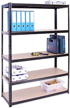 Load image into Gallery viewer, Garage Shelving Units: 180cm x 120cm x 45cm | Heavy Duty Racking Shelves for Storage - 1 Bay, Black 5 Tier (175KG Per Shelf), 875KG Capacity | For Workshop, Shed, Office | 5 Year Warranty