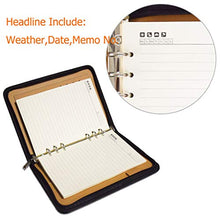 Load image into Gallery viewer, Gift for Men,SAYEEC A5 Executive Conference Folder Travel Portfolio Ringbinder Folio Zip Around PU Leather Loose Leaf Refillable Lined Paper Business Notebook Zipped Organiser with Calculator(Brown)