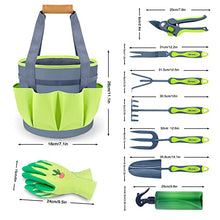 Load image into Gallery viewer, Hortem Garden Tools Set, 9PCS Gardening Tools Gifts for Women Men, Include Durable Steel Trowel Set, Large Garden Tote Bag, Garden Gloves and Hand Pruner