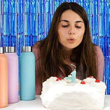 Load image into Gallery viewer, 2PCS Tinsel Foil Fringe Curtains Blue Metallic Shimmer Curtain Backdrop Foil Streamers Party Decorations Fringe Streamers Tinsel Curtains foil curtain For Christmas Birthday Party Wedding Door