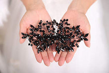 Load image into Gallery viewer, Deniferymakeup Bridal Wedding Comb Gift for Bride Hair Wedding Crystal Comb Hair Piece Vine Black Bridal Comb Wedding Hair Pieces Bridesmaid Comb Hair Black