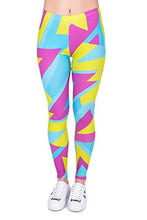 Load image into Gallery viewer, Kukubird Printed Patterns Women's Yoga Leggings Gym Fitness Running Pilates Tights Skinny Pants Size 6-10 Stretchable-Neon Sport