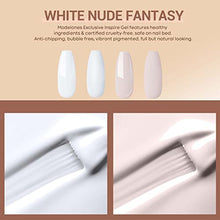 Load image into Gallery viewer, Modelones White & Nude Gel Nail Polishes, 2Pcs 15ml White Gel Nail Polish Set Soft off UV LED Gel Polish Long Lasting & Easy to Apply Nail Gel Manicure Ideal for Salon Studios & Home Use