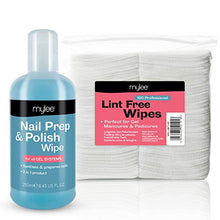 Load image into Gallery viewer, Mylee Gel Prep & Wipe Gel Nail Polish Finishing Wipe Residue Cleaner Remover 250ml + 100x Lint Free Wipes Kit, Preparation & After Care, UV LED Gel Polish Base Pre & Post Wipe, Sanitising & Removing Tacky Layer