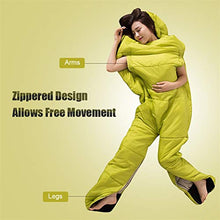 Load image into Gallery viewer, Humanoid Single Sleeping Bag Sleeping Bag for Outdoor Camping Backpacking Travel Hiking Lazy Bag with Zipper Arm Holes (Color : Yellow)
