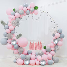 Load image into Gallery viewer, Balloon Arch Kit Pink, 108PCS Balloon Garland Arch Kit Pink Grey Silver Balloon Arch Kit with Stars String Tassel, for Baby Shower Wedding Girl Women Birthday Graduation Anniversary Decorations