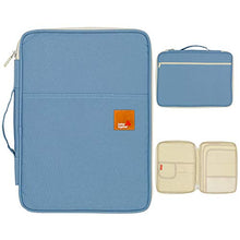 Load image into Gallery viewer, A4 Size Travel Document Case Holder Wallet File Folder Organiser Message Bag Passport Wallet for Travel Holiday Office and University (Light Blue)