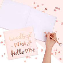 Load image into Gallery viewer, HOWAF Goodbye Miss Hello Mrs Notebook Pink & Rose Gold Hen Party Guest Book Team Bride Advice Book Hen Party Keepsake Gift For The Bride To Be, Includes Rose Gold Diamond Pen