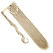 Load image into Gallery viewer, Silk-co Ponytail Hair Extension One Piece Clip in on Pony Tail Synthetic Straight Hairpieces 23inch Blond&Bleach Blond