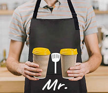 Load image into Gallery viewer, Cymax Mr Mrs Couples Aprons ,2 Pack Kitchen Cooking Apron with Adjustable Strap ,Bride Engagement Wedding for Couples and Bridal Shower