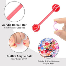 Load image into Gallery viewer, CrazyPiercing Wholesale 14g Tongue Rings Barbells Assorted Colors 110 PCS Acrylic Ball