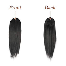 Load image into Gallery viewer, FESHFEN Straight Drawstring Ponytail Extension 12 inch Natural Synthetic Hairpieces Clip in Ponytails Extension for Women Girls, Natural Black