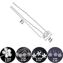 Load image into Gallery viewer, 20Pcs Wedding Hair Pins Bridal Hair Pins U Shaped Diamond Hair Pins Crystal Flower Shape Hairpin, White Diamond Rose Hairpin for Women Girls, Wedding, Ball