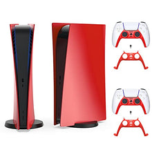 Load image into Gallery viewer, NexiGo PS5 Accessories Cover Set, PS5 Controller Faceplate & Protective Shell Cover for PlayStation 5 Digital Edition, Anti-Scratch Dustproof Protective Cover for Sony PS5 Console (Red)