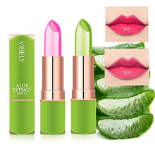 Load image into Gallery viewer, 2 Packs Aloe Vera Lipstick , Kaynest Lips Moisturizer Long Lasting Nutritious Lip Balm Magic Temperature Color Change Lip Gloss (Set-A)