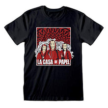 Load image into Gallery viewer, La Casa De Papel Money Heist Group Sketch Men's T-Shirt Black XL | S-XXL, Netflix Crime Drama Crew Neck Graphic Tee, Birthday Gift Idea for Guys, for Home or Gym