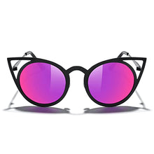 Load image into Gallery viewer, MERRY'S Cat Eye Sunglasses for round faces Round Metal Cut-Out Flash Mirror Lens Metal Frame Sun glasses S8064 (Red, 50)