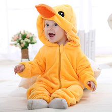 Load image into Gallery viewer, MICHLEY Hooded Baby Girl Romper Winter and Autumn Flannel Jumpsuits Animal Cosplay Infant Toddler Costume yazi, Duck, Size 100 (age: 19-24months)