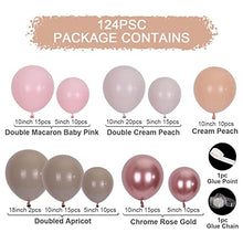 Load image into Gallery viewer, Apricot Balloon Arch Garland Kit, 124 Pcs Double Macaron Baby Pink Cream Peach and Chrome Rose Gold Latex Balloons for Boy Girl, Boho Wedding Birthday Party Bridal and Baby Shower Decorations