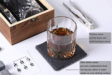 Load image into Gallery viewer, Whiskey Stones and Glass Gift Set for Men – 4 Whisky Scotch Bourbon Chilling Stones + Whiskey Rock Glass + Slate Coasters for Whiskey, Christmas/Father's Day/Birthday Gift/Present for Dad Boyfriend