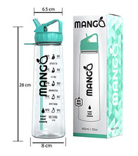 Load image into Gallery viewer, Mango Water Bottle With Straw - 900ml Motivational Time Markings - BPA Free Sports Bottles With Flip Nozzle And Leakproof Cap
