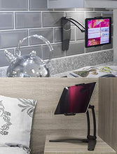 Load image into Gallery viewer, Desire2 Tablet Mount Stand 2 in 1, Ideal Holder for Kitchen Wall and Counter Top, Compatible with iPad, Tablet 7 to 10 Inch, iPhone 11, 12 Pro Max, 12 Mini, 13 Samsung, Huawei and All Smartphones