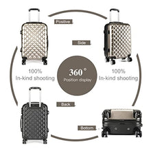 Load image into Gallery viewer, Kono 20" Hand Luggage Lightweight Hard Shell PC+ABS Suitcase 4 Spinner Wheels 360 Degree Rolling Cabin (Small, Upgrade-Champagne)