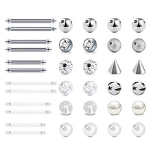 Load image into Gallery viewer, LAURITAMI 24pcs Replacement Piercing Balls Surgical Steel & Acrylic 5mm 14G Tongue Belly Piercing Nipple Bars Barbell Body Jewellery