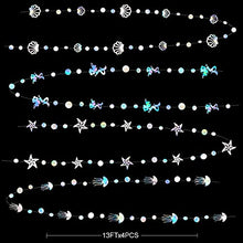 Load image into Gallery viewer, 52Ft Iridescent Mermaid Party Decorations Bubble Pearl Starfish Seashell Jellyfish Garland Holographic Paper Bunting Streamers for Kids Birthday Baby Shower Ocean Little Mermaid Under The Sea Decor