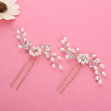 Load image into Gallery viewer, Hair Accessories Bridal Jewellery Hair Pins – 3 Pieces Fashion Retro Elegant Women's Pearl Rhinestone Hair Clip Wedding Bridal Hair Accessories (Colora)