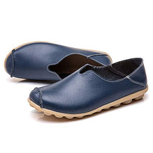 Load image into Gallery viewer, Women's Leather Shoes Loafers Moccasins Casual Slip On Flats Driving Shoes Boat Shoes Size Dark-Blue UK6,5=CN41