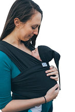 Load image into Gallery viewer, Baby Wrap Sling Organic Stretchy Premium Carrier | UK/EU Safety Tested | Made in UK by Joy and Joe | Suitable from Birth to 16Kg | with Hat, Bag and Full Colour Instruction (Black)