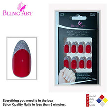 Load image into Gallery viewer, Bling Art Almond False Nails Fake Stiletto Red 4 Danger Glitter 24 Long Tip Glue