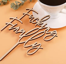 Load image into Gallery viewer, LOVENJOY Gift Boxed Funny Finally Wedding Cake Topper Fun Mr and Mrs Cake Decorations, Rustic Wood