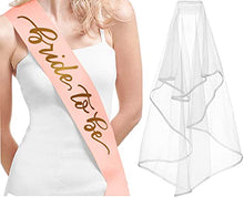 Load image into Gallery viewer, Bride to Be Sash Set,5 Pack Hen Party lovely Veil, Bride Headband Tiara, Garters for Brides,Sunglasses,Great for little Hen do Surprise,Bridal Shower, Bachelorette Party,Wedding,Gifts