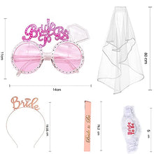 Load image into Gallery viewer, Bride to Be Sash Set,5 Pack Hen Party lovely Veil, Bride Headband Tiara, Garters for Brides,Sunglasses,Great for little Hen do Surprise,Bridal Shower, Bachelorette Party,Wedding,Gifts