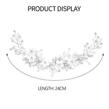 Load image into Gallery viewer, Vakkery Flower Wedding Hair Vine Silver Bride Headband Crystal Bridal Hair Accessories for Women and Girls
