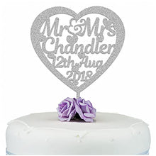 Load image into Gallery viewer, PERSONALISED Wedding/Anniversary Cake Topper - Personalise with ANY SURNAME - Food Safe Acrylic Cake Decoration - Mr And Mrs NAME - Made from Strong 3mm Coloured Acrylic - Different Colours to Choose