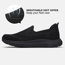 Load image into Gallery viewer, HKR Womens Trainers Slip on Comfortable Nursing Work Shoes for Walking Memory Foam Mesh Ladies Running Sneakers All Black UK 5