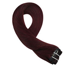 Load image into Gallery viewer, Moresoo Clip in Extensions 20 Inch Real Hair Extensions Clip in Wine Red Extensions Hair Clip ins Double Weft Remy Hair Extensions 120g/7pcs