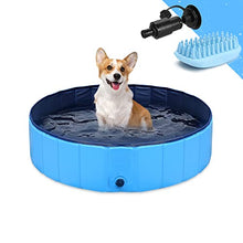 Load image into Gallery viewer, GoStock Dog Pool Plastic Dog Paddling Pool Dog Swimming Pool Portable PVC Dog Baths for Large Dogs Doggy Pool Bathing Tub Kid Pet Pool for Indoor/Outdoor (Bonus Pet Bath Brush) 32"x8" Small